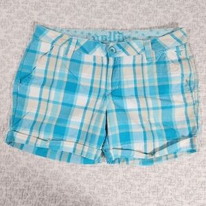 Women's Blue, Cream and White Plaid Nollie Shorts